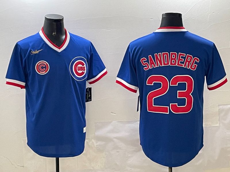Men Chicago Cubs #23 Sandberg Blue Throwback Game 2025 Nike MLB Jersey style 3165